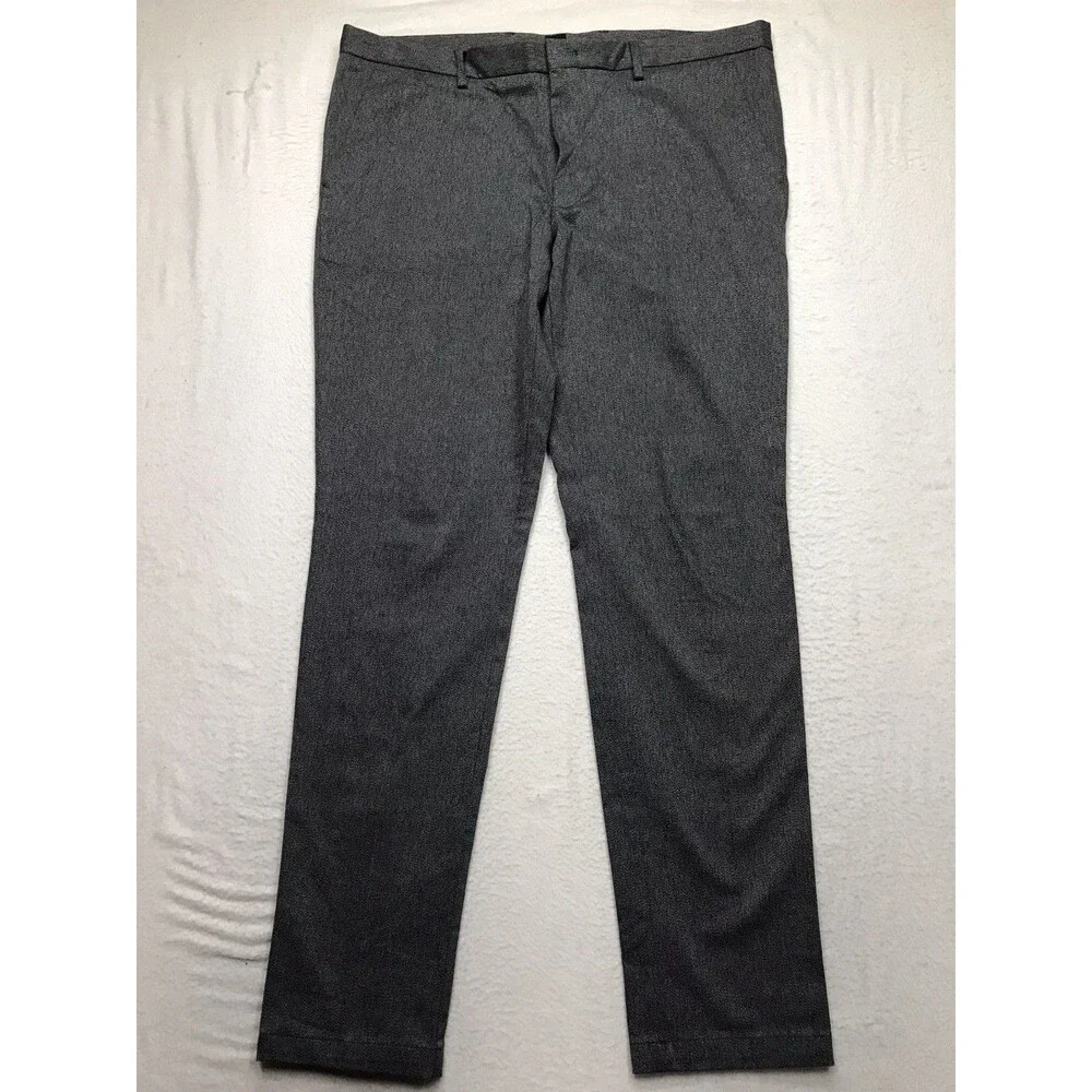 HUGO BOSS Kaito 1 Pant Men 40R (40x34) Gray Stretch Twill Flat Front Chino